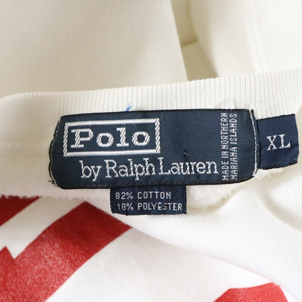 POLO RALPH LAUREN(ポロラルフローレン) 90s POLO LOGO PRINT フロント ロゴプリント スウェット トレーナー ホワイト