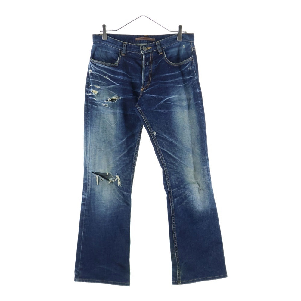 ripvanwinkle(リップヴァンウィンクル) ダメージ加工 フレアカットデニムパンツ インディゴ RS-2200