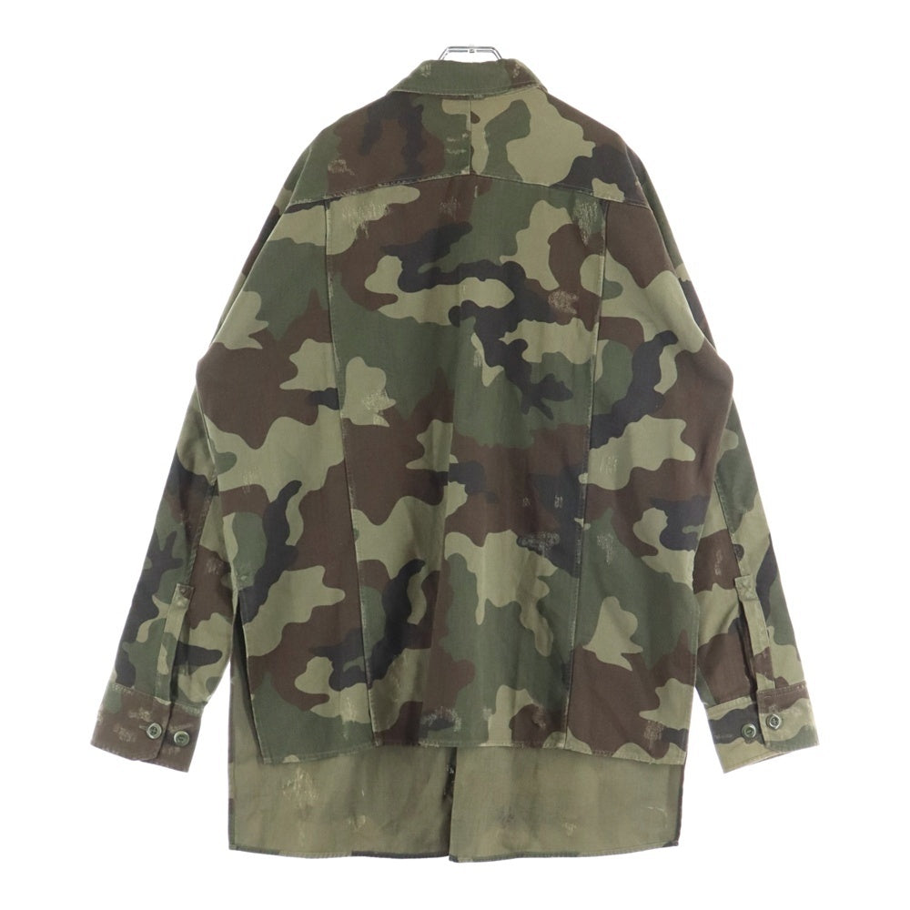 FAITH CONNEXION(フェイスコネクション) 17SS カモオーバーシャツ ダメージ加工シャツジャケット カモフラ 迷彩 カーキ X1804T00010