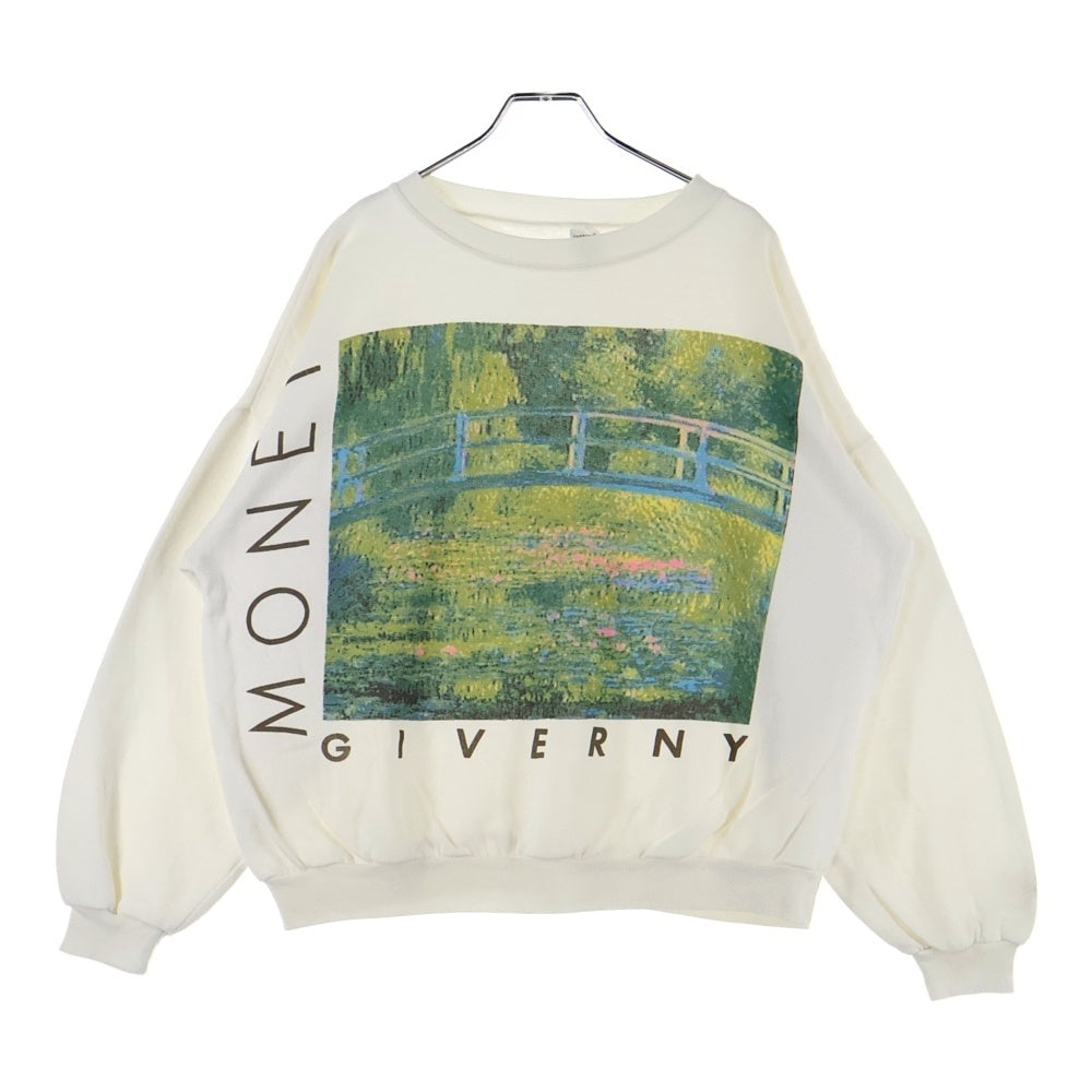 VINTAGE(ヴィンテージ) 90s MONET GIVERNY ALMA MATER OARIS モネ 睡蓮の池 日本の橋 スウェット ホワイト
