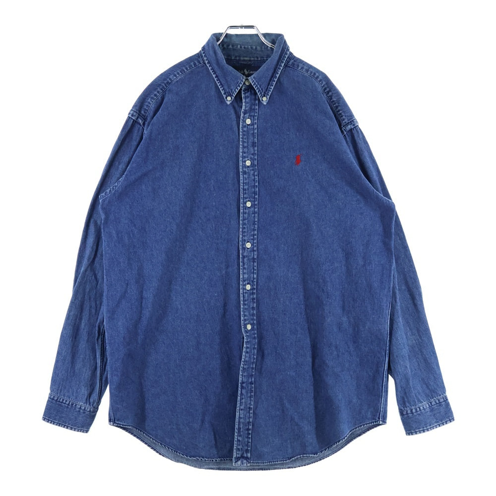 RALPH LAUREN(ラルフローレン) 90s BLAIRE Denim Shirt デニムシャツ 長袖シャツ 胸ロゴ インディゴ