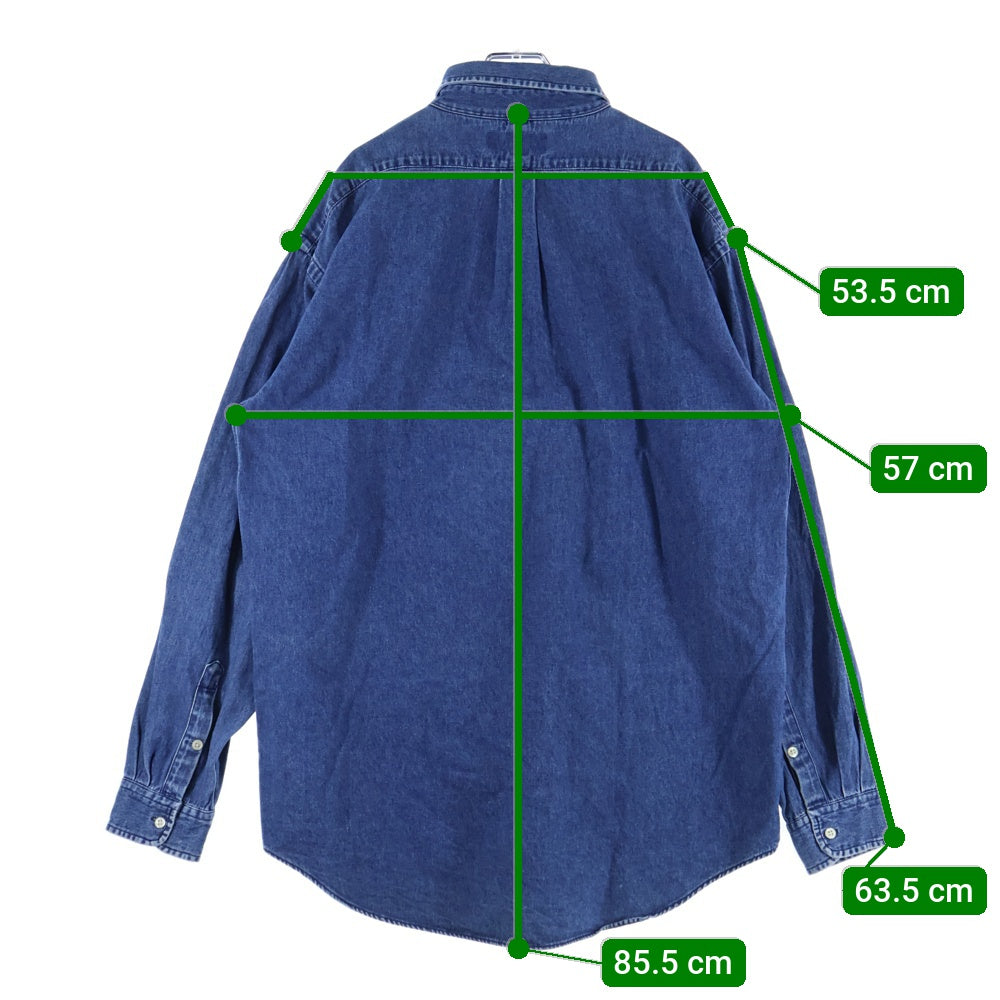 RALPH LAUREN(ラルフローレン) 90s BLAIRE Denim Shirt デニムシャツ 長袖シャツ 胸ロゴ インディゴ