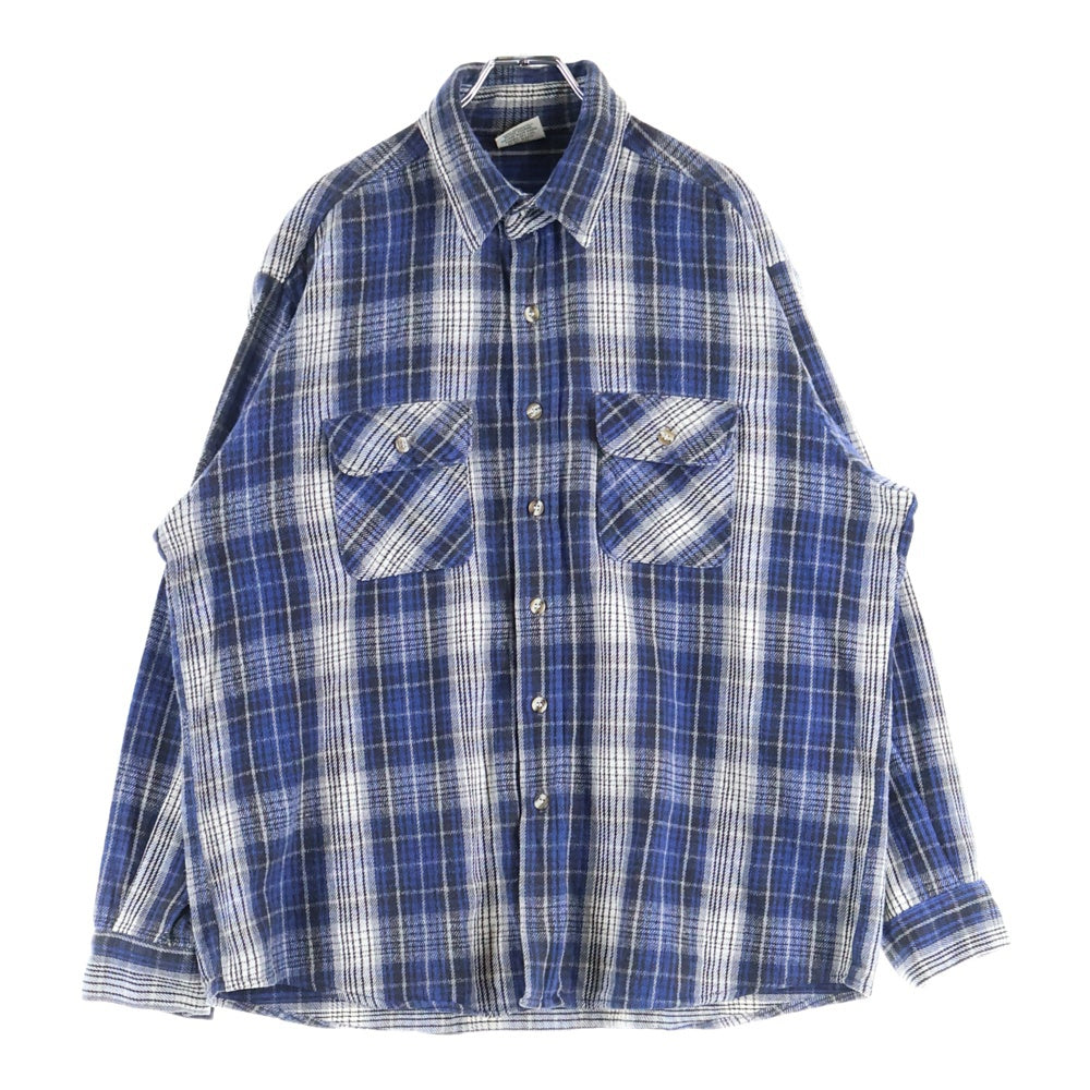 FIVE BROTHERS(ファイブブラザー) 90s ヘビーネルシャツ チェックシャツ コットン 長袖シャツ ブルー系