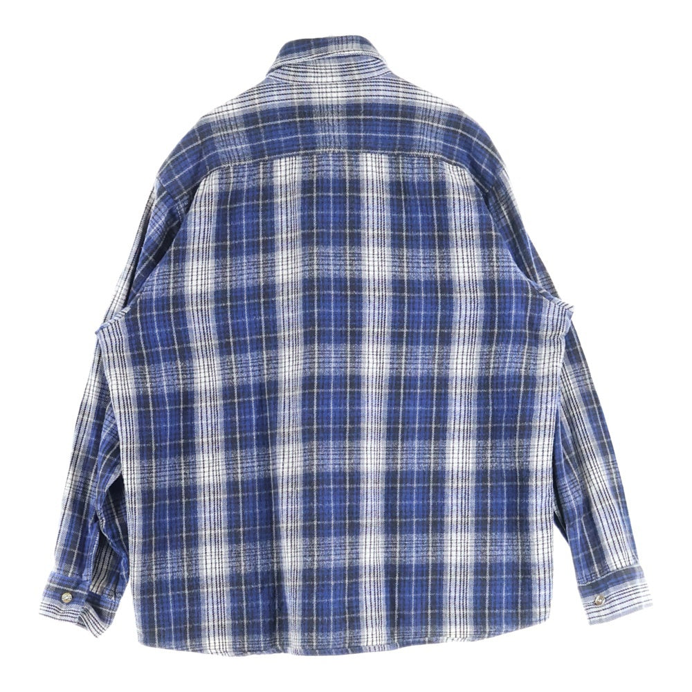 FIVE BROTHERS(ファイブブラザー) 90s ヘビーネルシャツ チェックシャツ コットン 長袖シャツ ブルー系