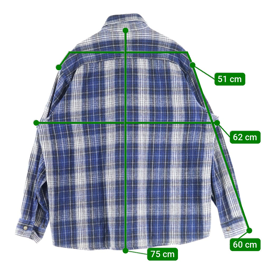 FIVE BROTHERS(ファイブブラザー) 90s ヘビーネルシャツ チェックシャツ コットン 長袖シャツ ブルー系