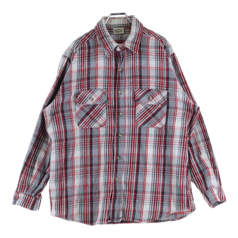 FIVE BROTHERS(ファイブブラザー) 90s ヘビーネルシャツ チェックシャツ コットン 長袖シャツ USA製 レッド系