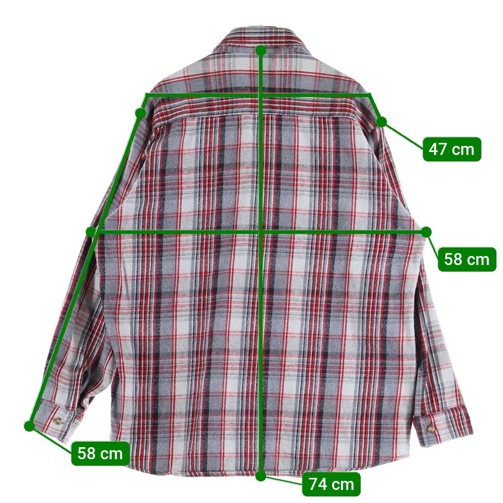 FIVE BROTHERS(ファイブブラザー) 90s ヘビーネルシャツ チェックシャツ コットン 長袖シャツ USA製 レッド系
