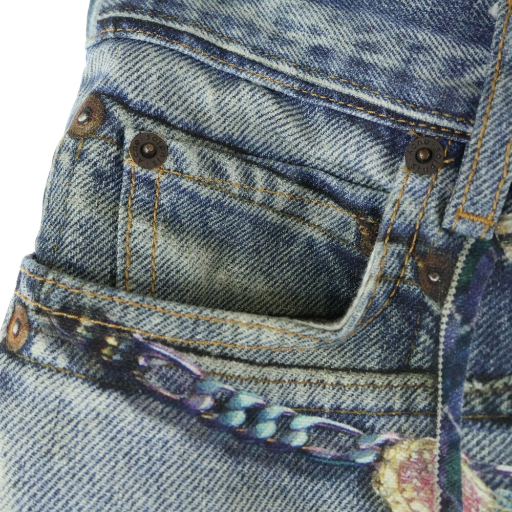 Acne Studios(アクネ ストゥディオズ) CHAINE BAGGY DENIM PANTS トロンプルイユ チェーン グラフィック デニムパンツ FN-MN-TROU001020