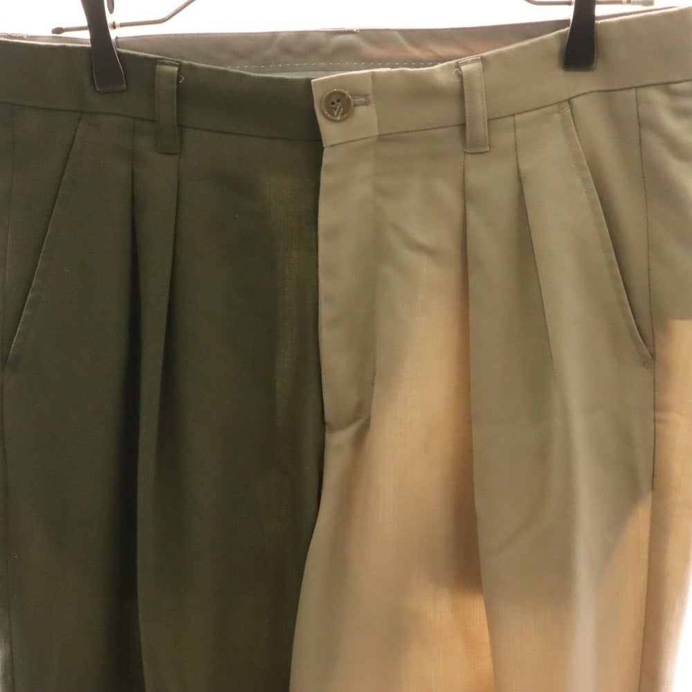 MYne by mihara yasuhiro(マインバイミハラヤスヒロ) 2-TONE SLACKS PANTS ツートーンスラックスパンツ グリーン/ベージュ G04PT142