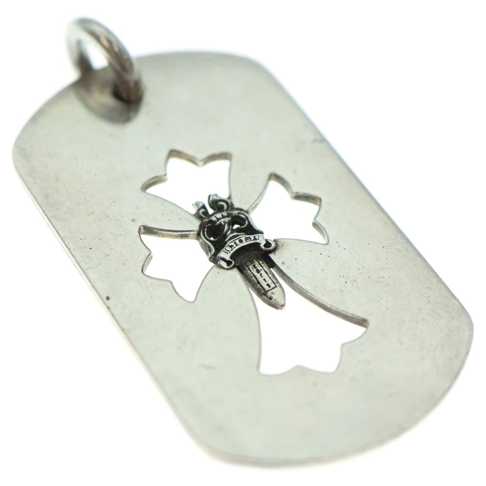 CHROME HEARTS(クロムハーツ) D TAG LRG CO CRS DAGGER カットアウトクロスダガードッグタグ ラージ ペンダントトップ シルバー