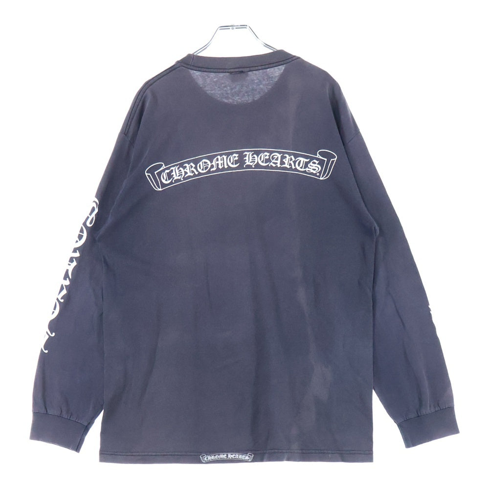 CHROME HEARTS(クロムハーツ) OLD ネックロゴ 袖プリント バックスクロールラベル 長袖Tシャツ 長袖カットソー ブラック