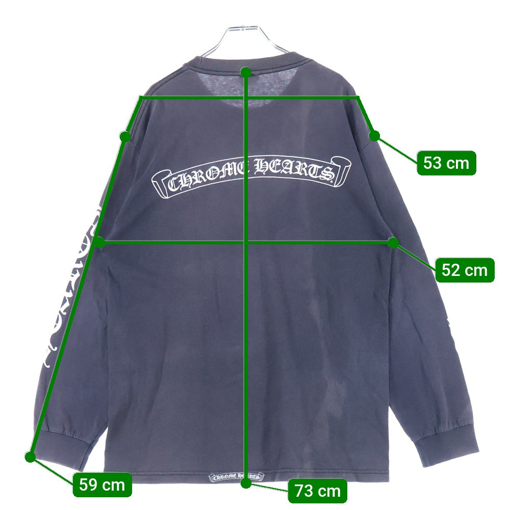 CHROME HEARTS(クロムハーツ) OLD ネックロゴ 袖プリント バックスクロールラベル 長袖Tシャツ 長袖カットソー ブラック
