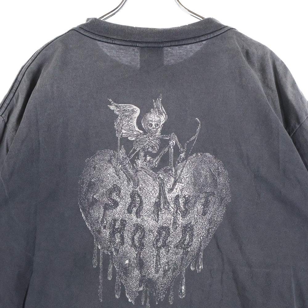 SAINT MICHAEL(セントマイケル) 25SS ×ネイバーフッド フィアレス ヴィンテージ加工 両面プリントTシャツ 半袖クルーネック ブラック SM-HR8-0000-C70