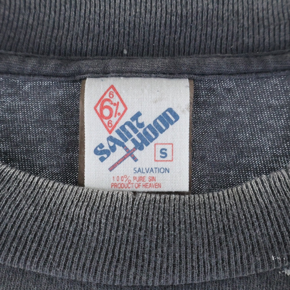 SAINT MICHAEL(セントマイケル) 25SS ×ネイバーフッド フィアレス ヴィンテージ加工 両面プリントTシャツ 半袖クルーネック ブラック SM-HR8-0000-C70