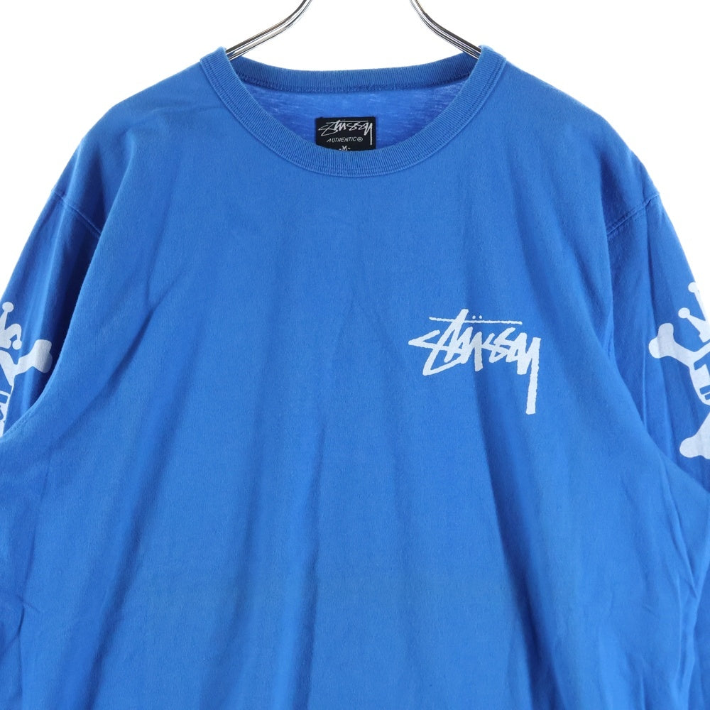 STUSSY(ステューシー) LOGO L/S TEE 袖プリント クルーネック長袖カットソー ブルー