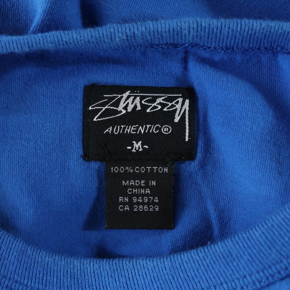 STUSSY(ステューシー) LOGO L/S TEE 袖プリント クルーネック長袖カットソー ブルー