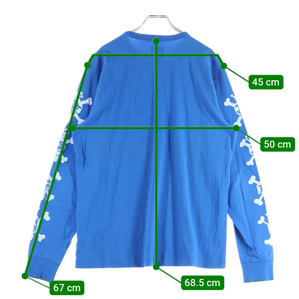 STUSSY(ステューシー) LOGO L/S TEE 袖プリント クルーネック長袖カットソー ブルー
