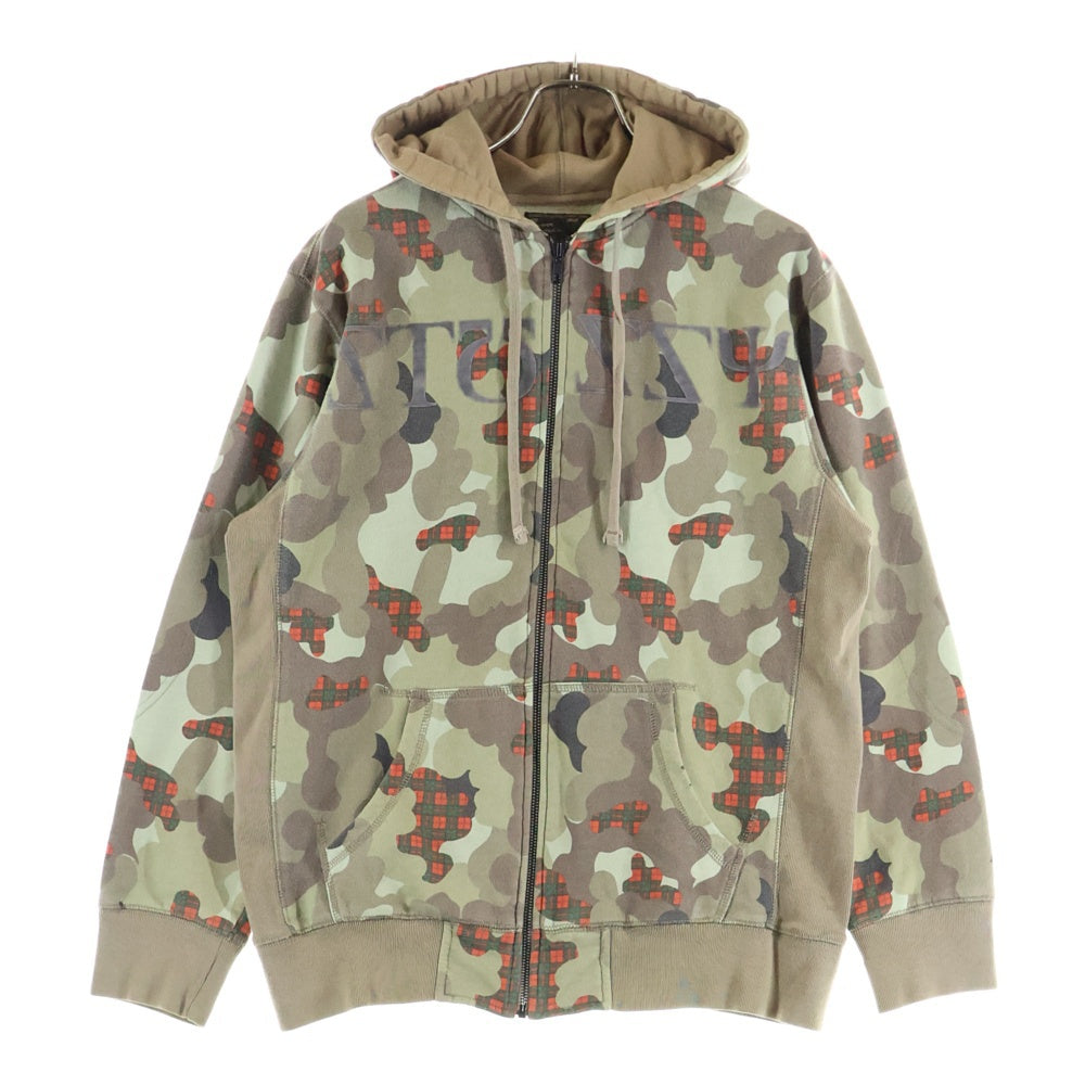STUSSY(ステューシー) 00s Check Camo Zip Hoodie チェックカモ ジップアップフーディー カーキ