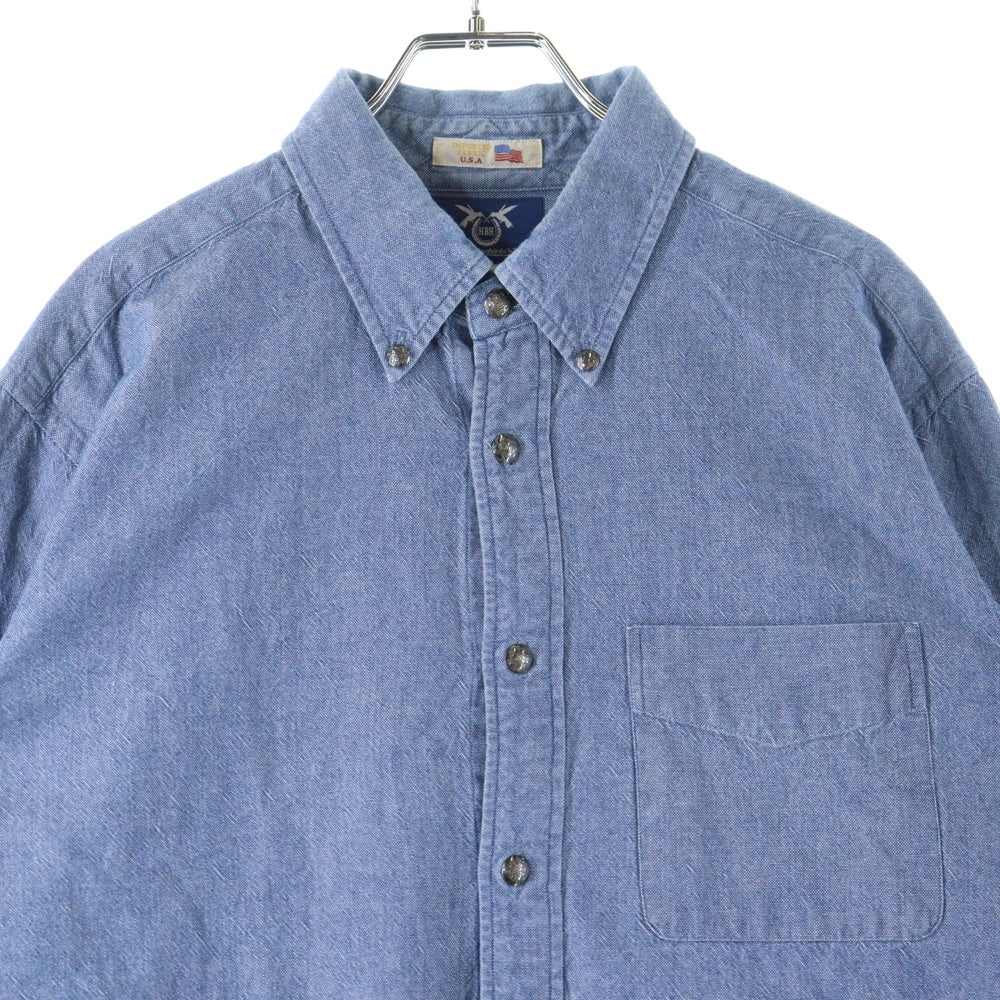 NO BRAND(ノーブランド) Hummingbirds Hill ROBERT KAUFMAN ハミングバーズヒル ロバートカフマン 長袖ボタンシャツ ブルー