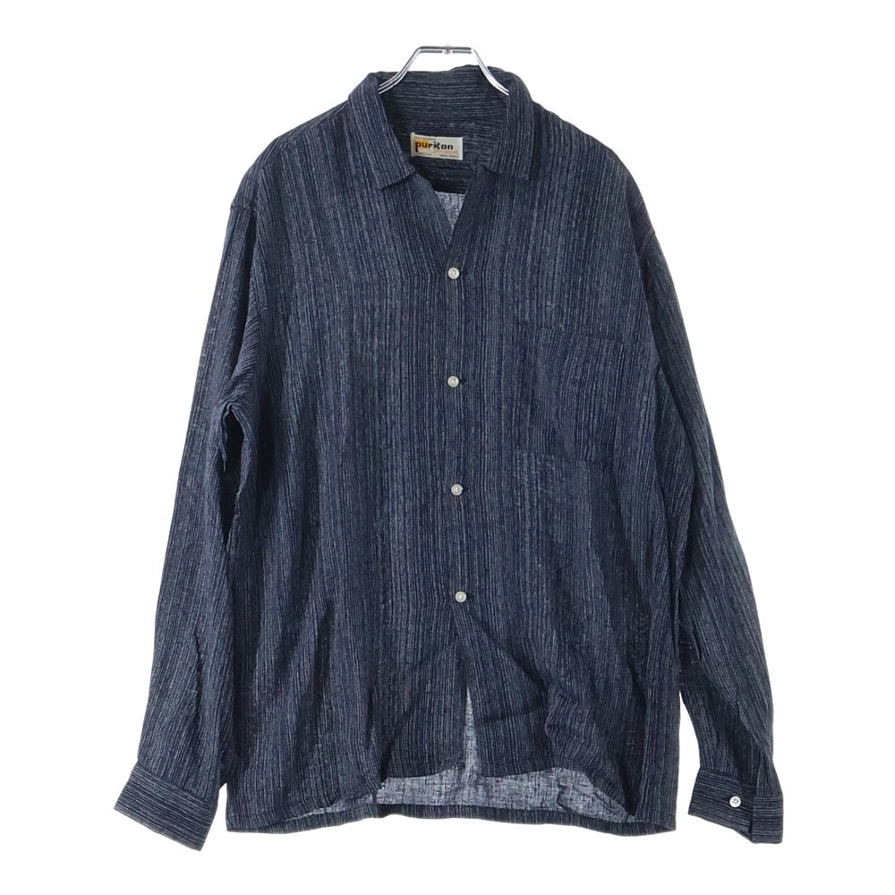 VINTAGE(ヴィンテージ) 50-60S PURITAN ピューリタン OPEN COLLAR STRIPE SHIRT オープン カラー ストライプ シャツ ネイビー/ホワイト