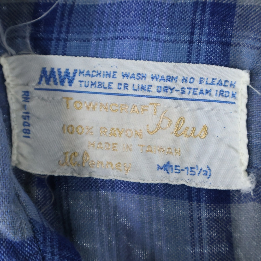 PENNEYS TOWNCRAFT(ぺニーズタウンクラフト) 70S RAYON CHECK SHIRT レーヨン チェック シャツ ブルー