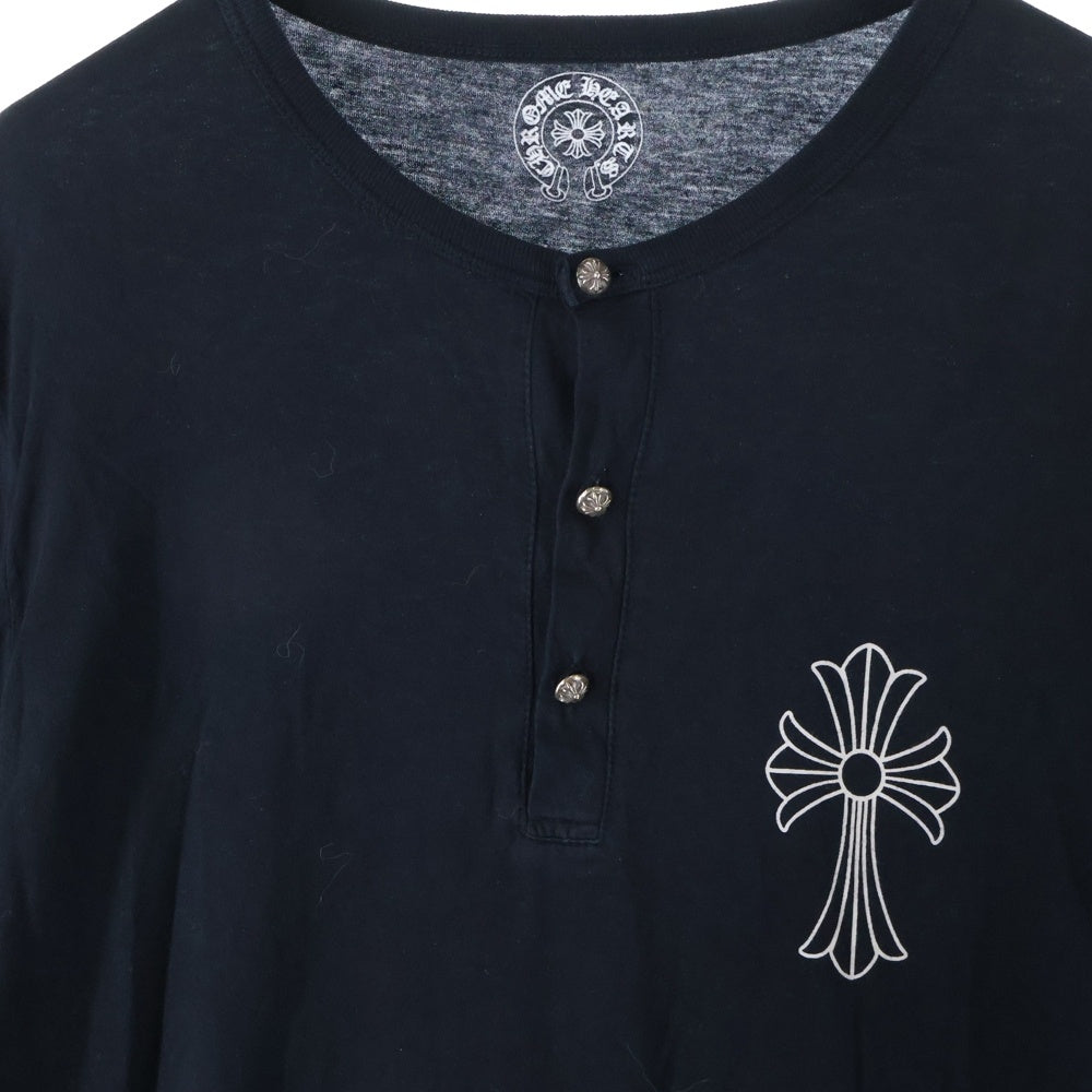 CHROME HEARTS(クロムハーツ) クロスボールボタンヘンリーネック長袖カットソー ブラック