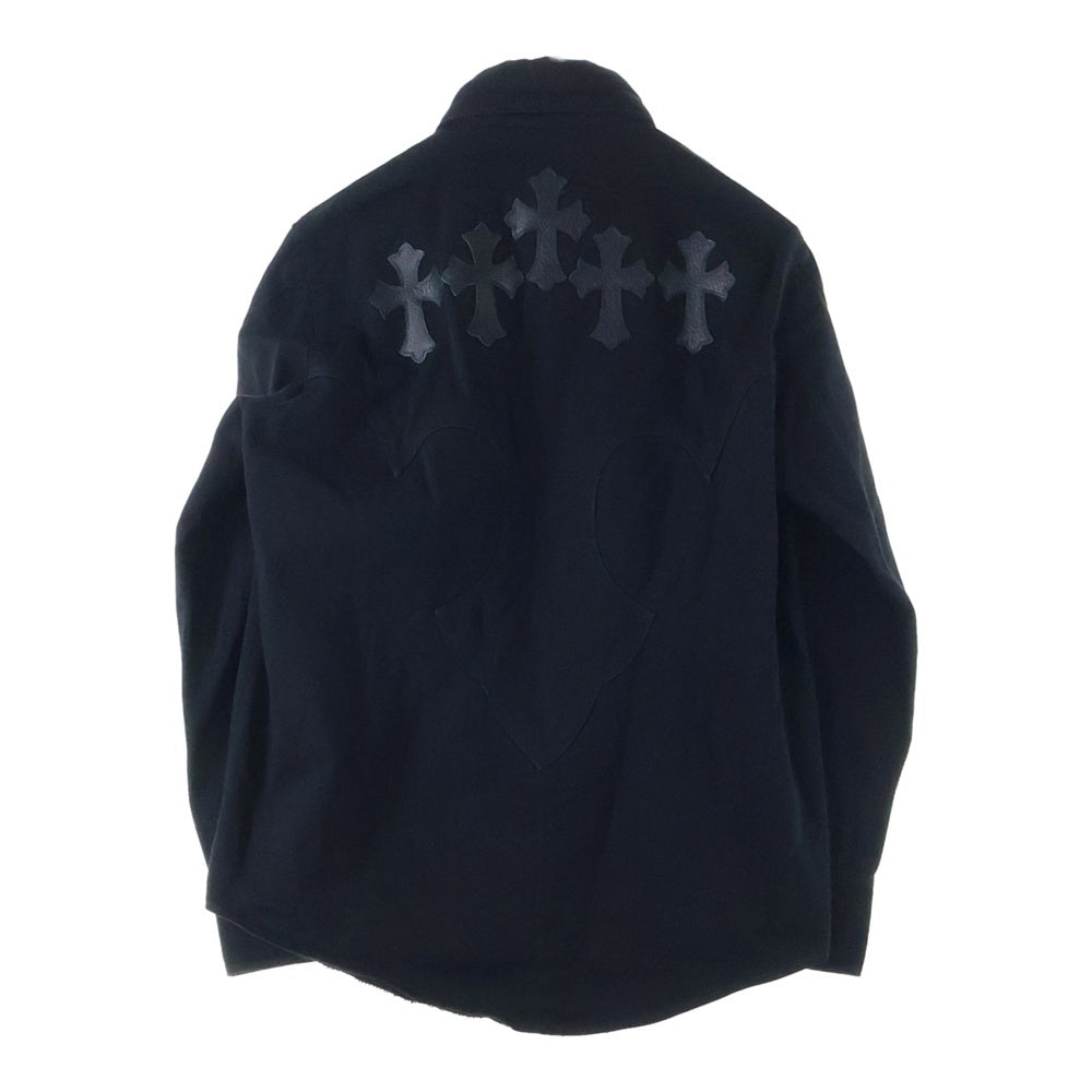 CHROME HEARTS(クロムハーツ) クロスボールボタン ブラックデニム クロスパッチ ウエスタン 長袖 シャツ ブラック