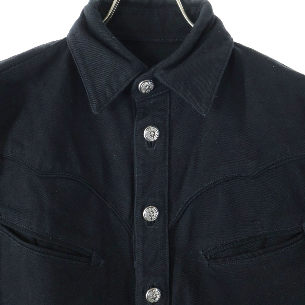 CHROME HEARTS(クロムハーツ) クロスボールボタン ブラックデニム クロスパッチ ウエスタン 長袖 シャツ ブラック