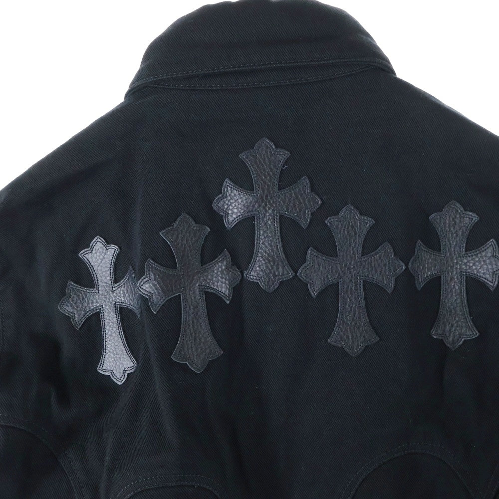 CHROME HEARTS(クロムハーツ) クロスボールボタン ブラックデニム クロスパッチ ウエスタン 長袖 シャツ ブラック
