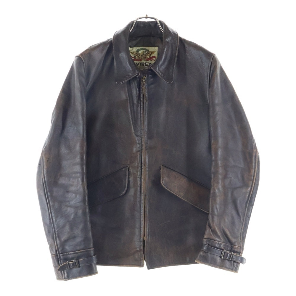 AVIREX(アヴィレックス) ホースハイド シングルレザージャケット ジップアップ ブラウン C21V101 2151008
