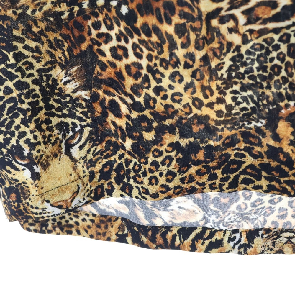 CELINE(セリーヌ) 22SS レオパード オープンカラー 半袖 総柄 シャツ ブラウン 2C517251S