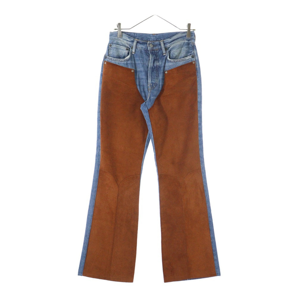 Acne Studios(アクネ ストゥディオズ) 22AW スエード切り替え フレア ブーツカットデニムパンツ ブルー FN-WN-TROU000845
