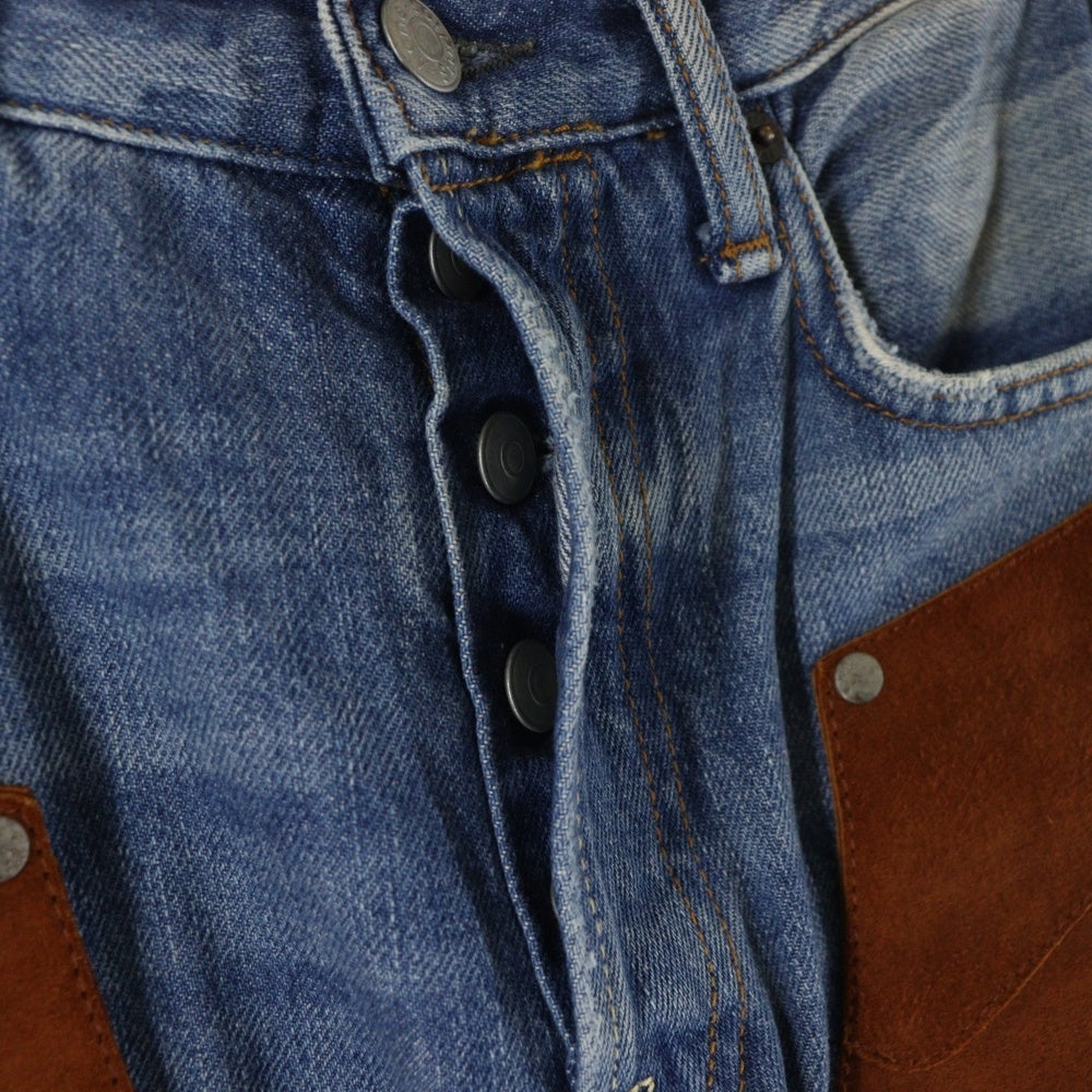 Acne Studios(アクネ ストゥディオズ) 22AW スエード切り替え フレア ブーツカットデニムパンツ ブルー FN-WN-TROU000845