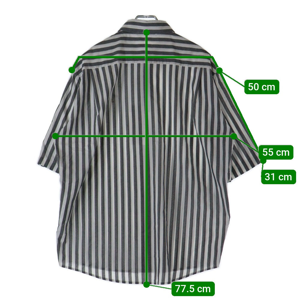 Acne Studios(アクネ ストゥディオズ) 24SS Stripe Button-up Shirts ストライプ 半袖シャツ ボタンアップ グレー