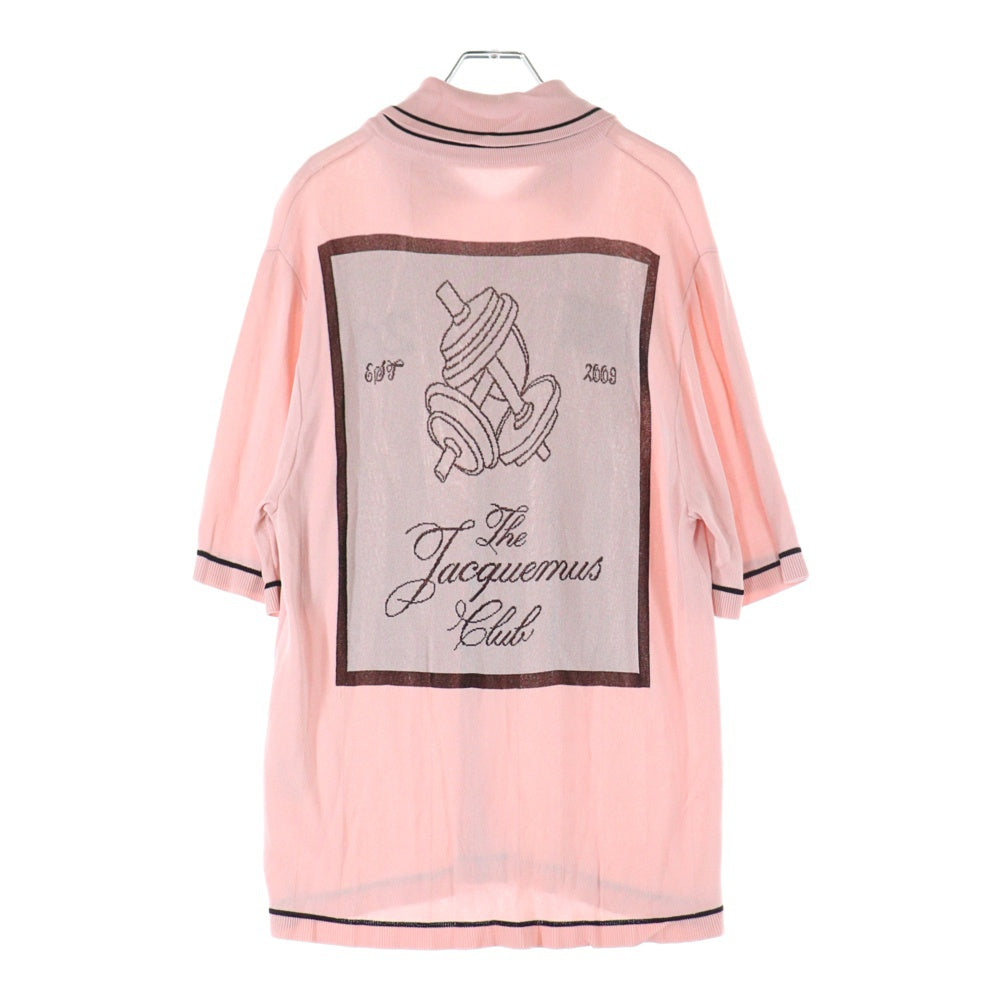 JACQUEMUS(ジャックムス) 25SS バックロゴ刺繍 ゲームニットシャツ 半袖ポロ ピンク 25KN542-2432-410