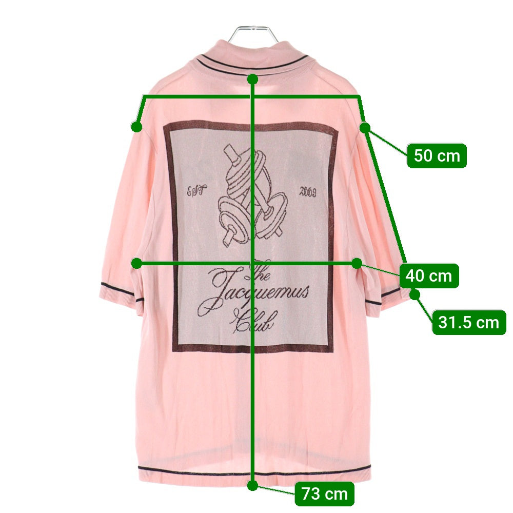 JACQUEMUS(ジャックムス) 25SS バックロゴ刺繍 ゲームニットシャツ 半袖ポロ ピンク 25KN542-2432-410