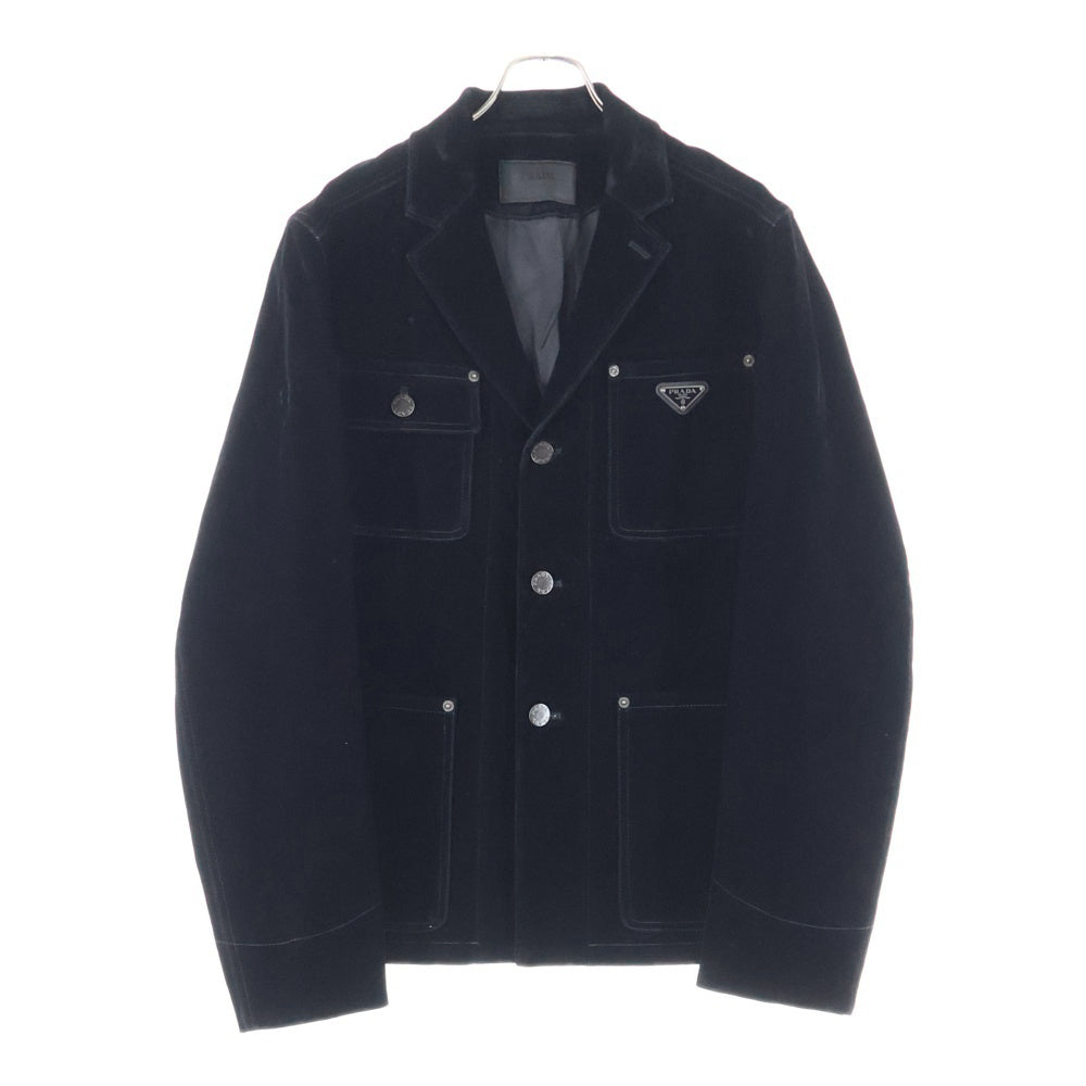 PRADA(プラダ) 24SS Velvet Denim Blouson Jaket トライアングルロゴ ベルベットブルゾンジャケット ブラック GEB276