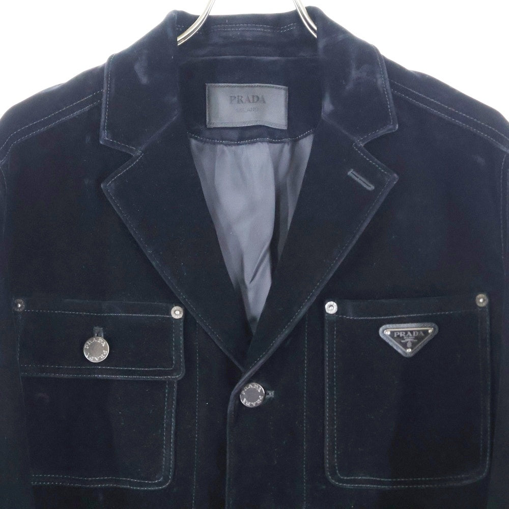 PRADA(プラダ) 24SS Velvet Denim Blouson Jaket トライアングルロゴ ベルベットブルゾンジャケット ブラック GEB276