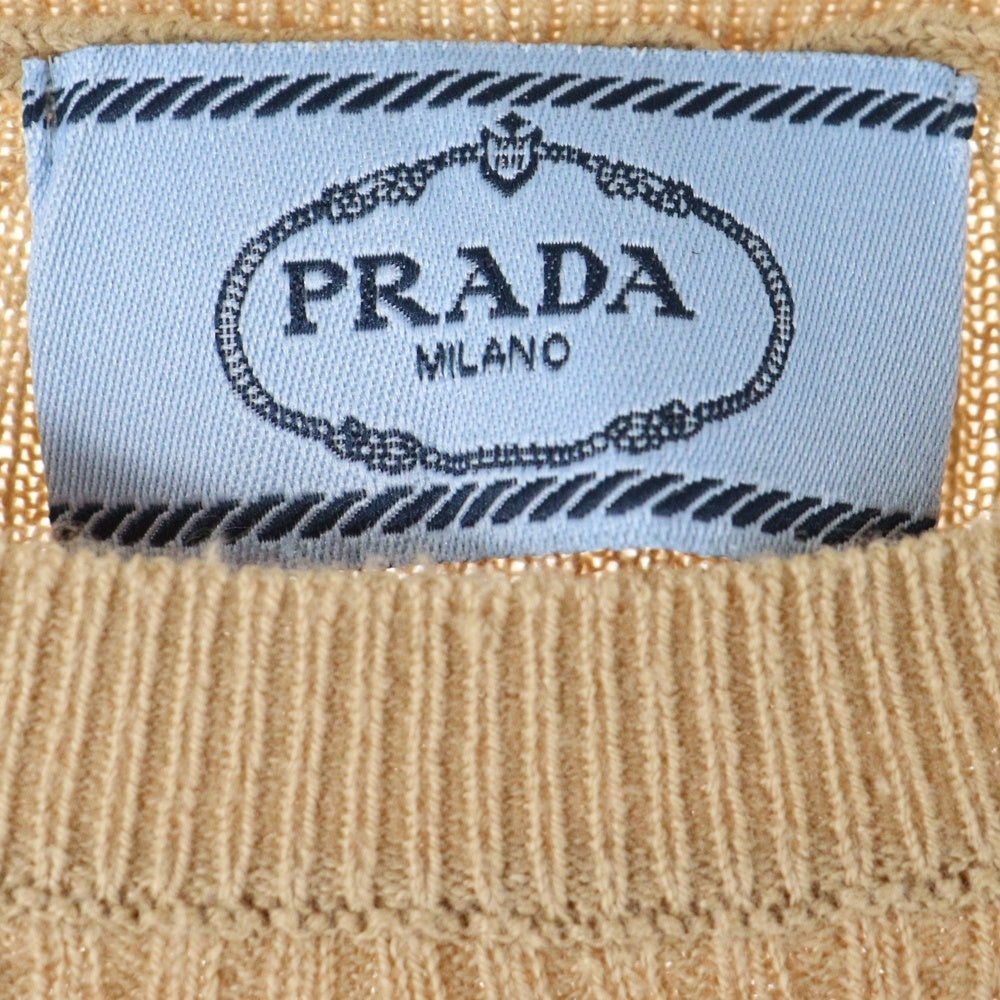 PRADA(プラダ) ロゴ クルーネック 長袖ニット ブラウン レディース