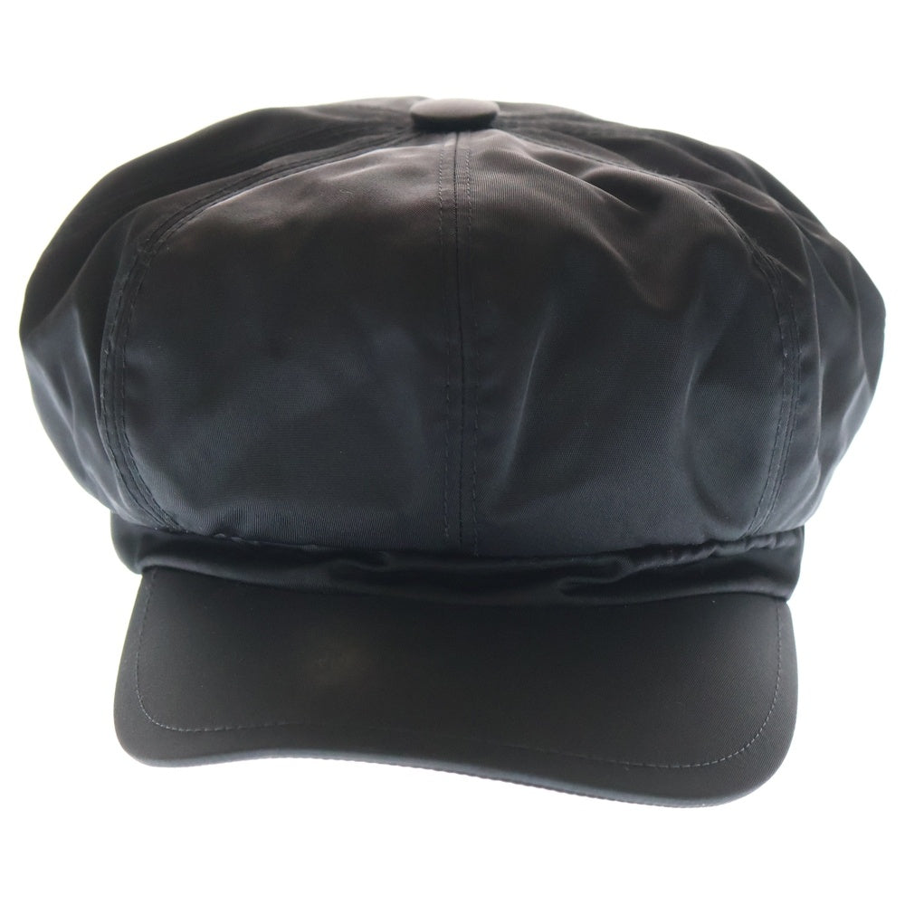 PRADA(プラダ) Re Nylon 三角ロゴプレートレザーキャスケットキャップ 帽子 ブラック 1HC551
