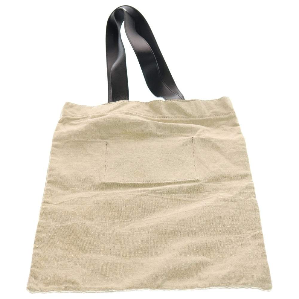 JIL SANDER(ジルサンダー) TOTEGRANDE ショッピングトート トートバッグ ロゴ キャンバス レザー アイボリー ブラック