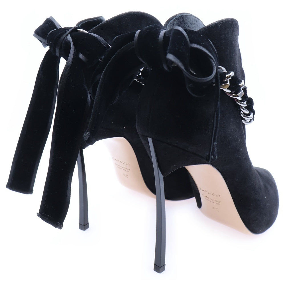 NO BRAND(ノーブランド) CASADEI カサディ チェーンストラップ ショートアンクルブーツ パンプス ブラック