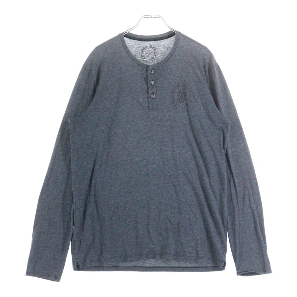 CHROME HEARTS(クロムハーツ) HENRY L/S T-SHIRT BSフレアボタン ヘンリーネック ロングスリーブ 長袖Tシャツ ブラック