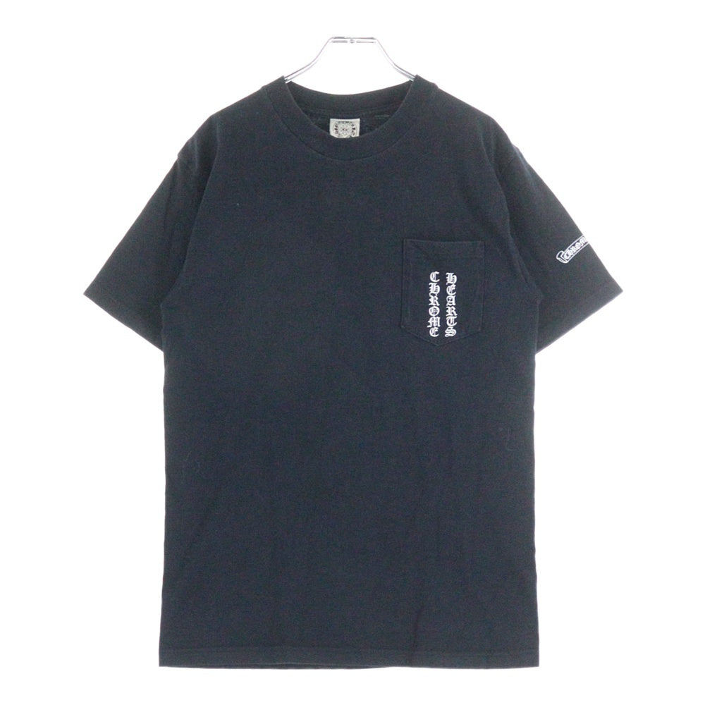 CHROME HEARTS(クロムハーツ) OLD オールドモデル バックスクロールラベルプリント 胸ポケット 半袖Tシャツ カットソー ブラック