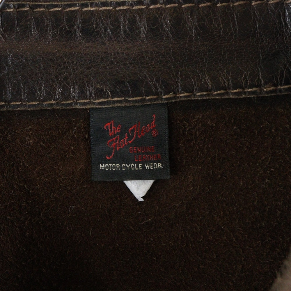 THE FLAT HEAD(フラットヘッド) DEER SKIN WESTERN L/S SHIRT レザー ウエスタン 長袖シャツ 鹿革 ブラウン