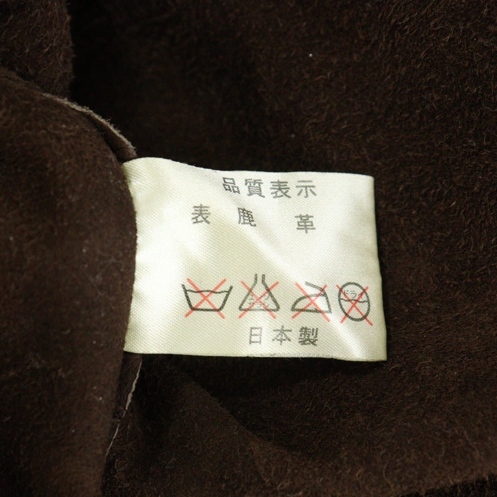 THE FLAT HEAD(フラットヘッド) DEER SKIN WESTERN L/S SHIRT レザー ウエスタン 長袖シャツ 鹿革 ブラウン