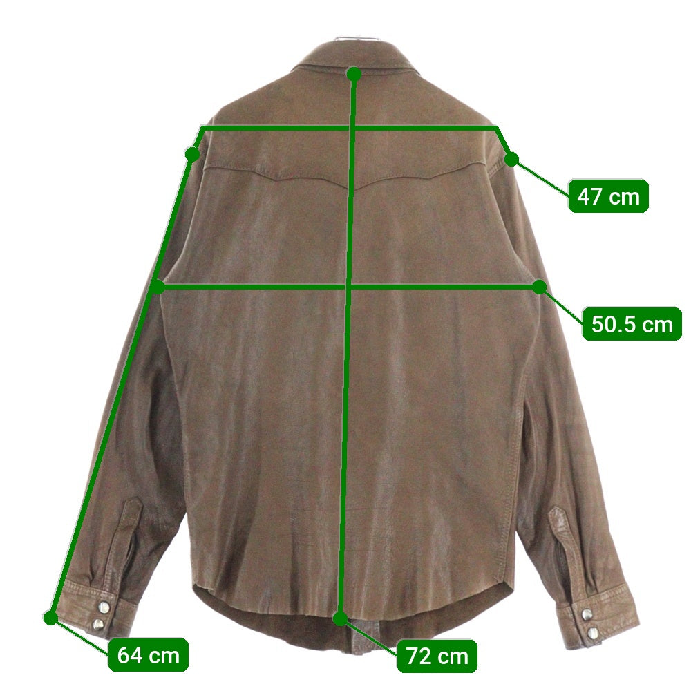 THE FLAT HEAD(フラットヘッド) DEER SKIN WESTERN L/S SHIRT レザー ウエスタン 長袖シャツ 鹿革 ブラウン