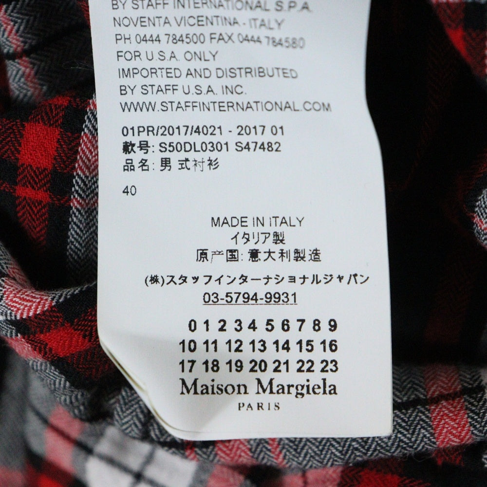 Maison Martin Margiela(メゾンマルタンマルジェラ) 17ss REBUILD CHECK L/S SHIRT 再構築 ドッキング チェックシャツ S50DL0301
