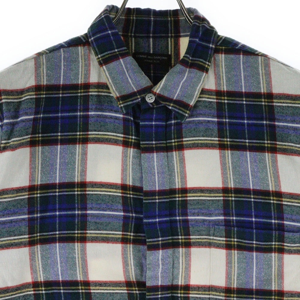 COMME des GARCONS HOMME PLUS(コムデギャルソンオムプリュス) AD2004 LOST ENGLISHMAN期 CHECK L/S SHIRT チェック コットン 長袖シャツ ホワイト/ブルー/グリーン PN-B042