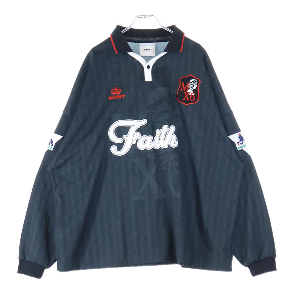 SAINT MICHAEL(セントマイケル) SOCCER SHIRT FAITH A24AP02CU SM-YS1-0000-020 メッシュサッカーシャツ 長袖カットソー ブラック